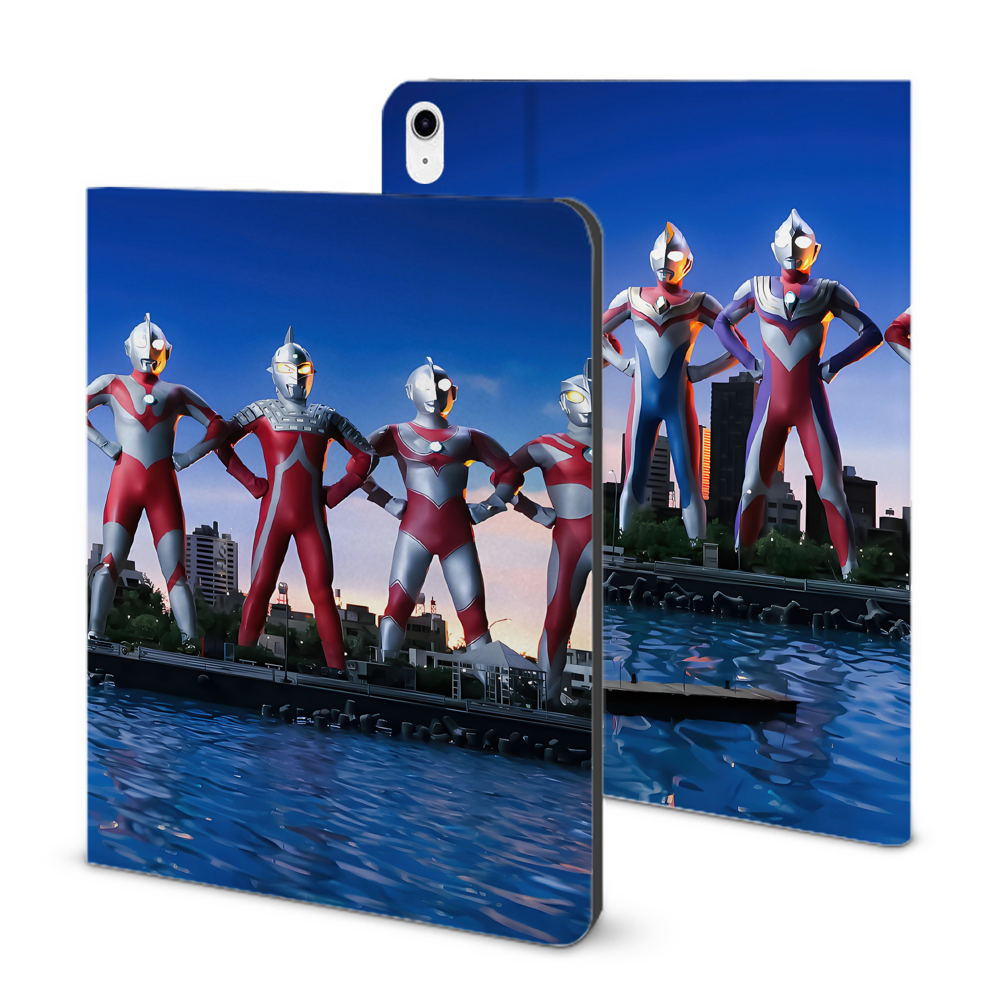 （画像用） ウルトラマン Ultraman IPad ケース ブック型 PUレザー TPU 耐衝撃 軽量 薄型 ペン収納なし 全面保護 IPad 各モデル対応